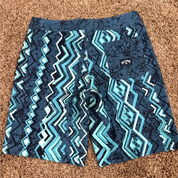 Billabong Blue and White Geometric Swim Shorts - Picture 4 of 4